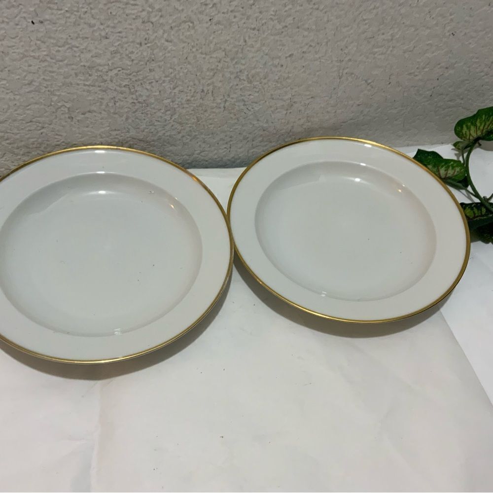 Set of 2 Salad Plates 9” Rosenthal Helena Shape White w/ Gold Trim G15 - Picture 3 of 10